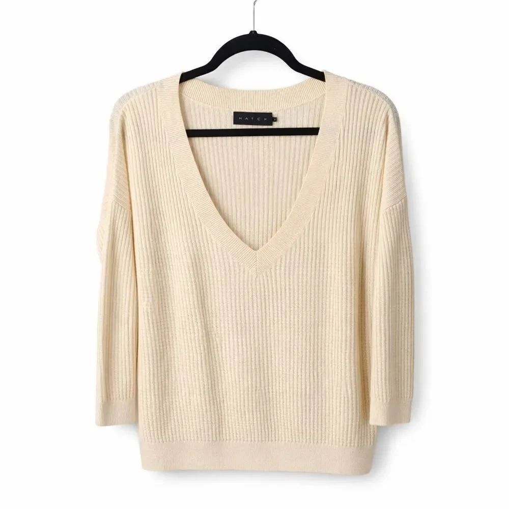 HATCH (Maternity) Easy V Merino-Cashmere Sweater – Cream – Size P (Small)